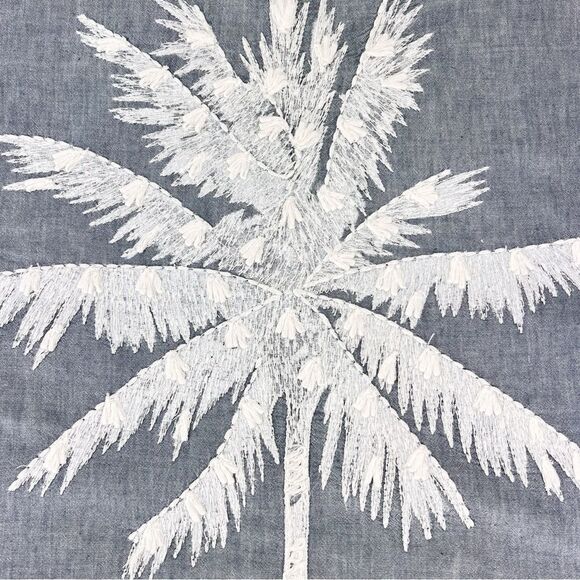 Pottery Barn Palm Embroidered Pillow Cover, Tropical Palm Leaf, Palm Tree - Picture 5 of 9